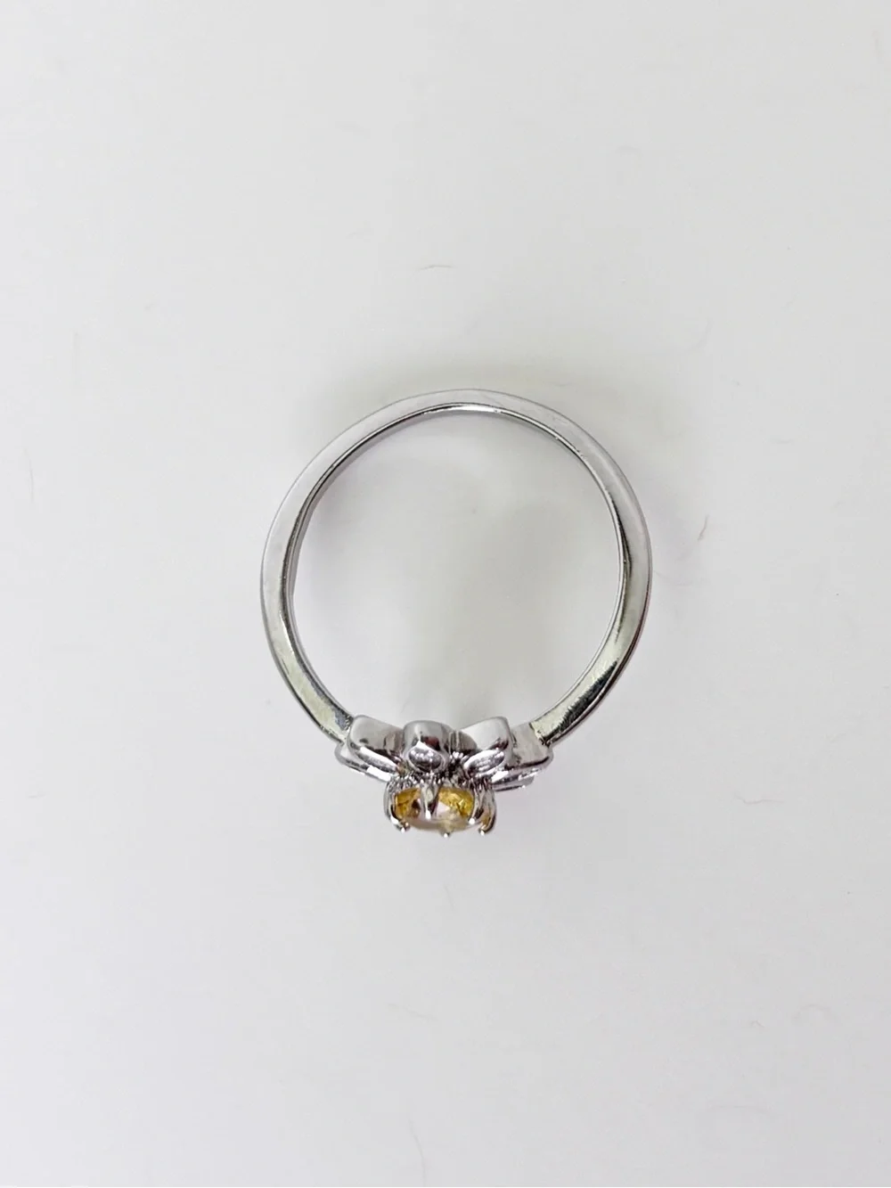 Sterling Silver Daisy Ring with Yellow Center Stone Cubic Zircon
